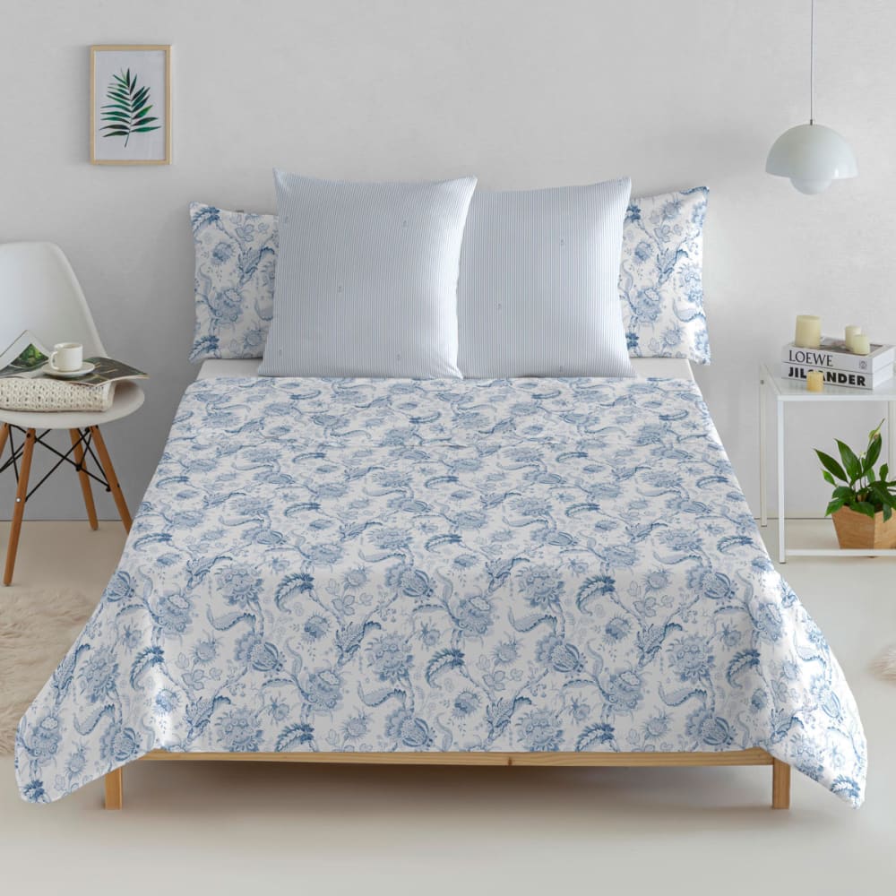 Drat plat 100% coton 240x270 cm bleu