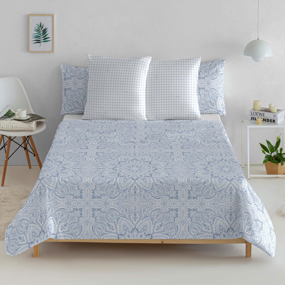 Drat plat 100% coton  160x270 cm bleu