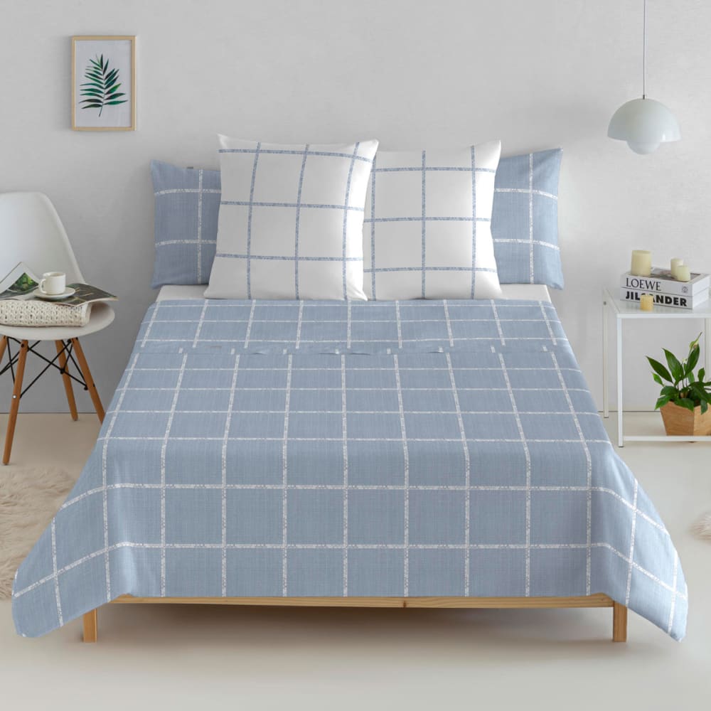 Drat plat 100% coton 160x270 cm bleu