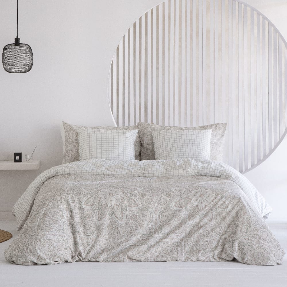 Housse de couette réversible en coton vert 240x220 cm