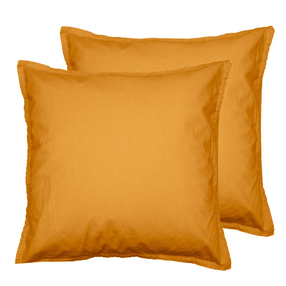 Lot de 2 taies d'oreiller en flanelle de coton Caramel 65x65 cm