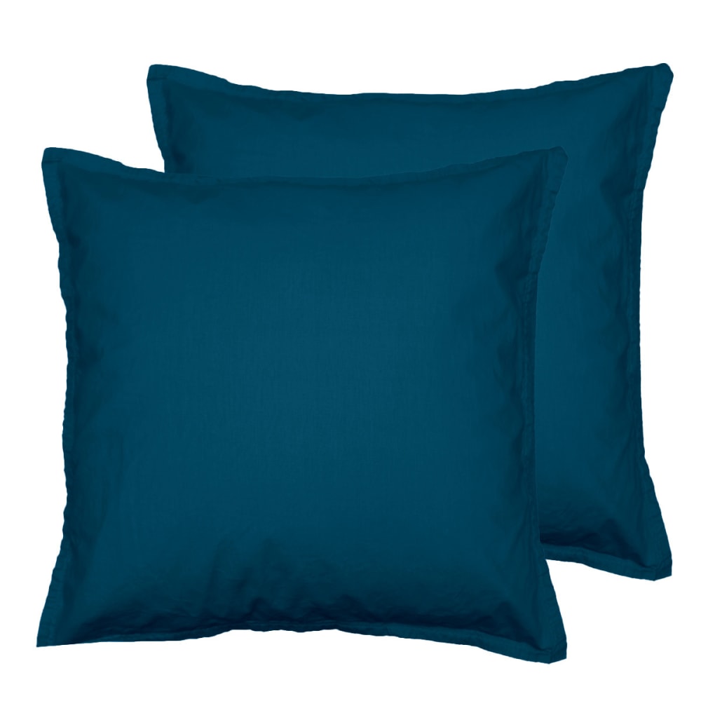 Lot de 2 taies d'oreiller en flanelle de coton Indigo 65x65 cm