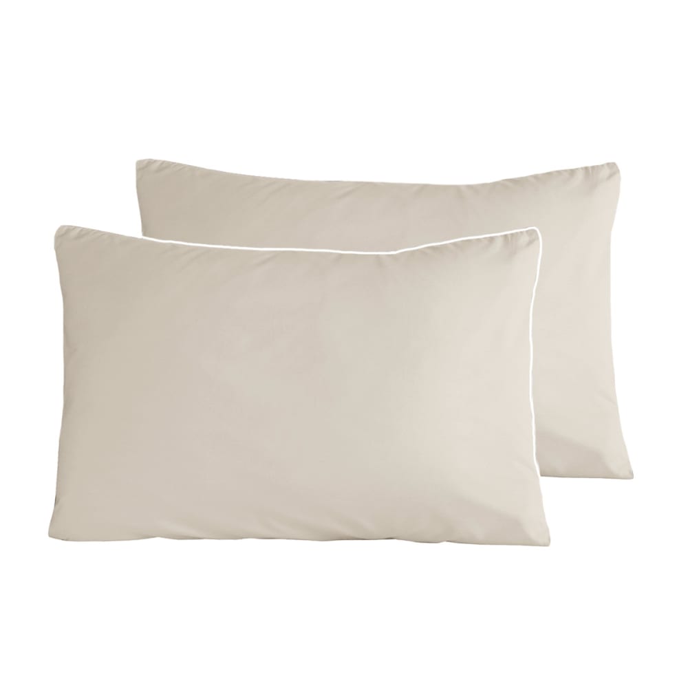 2 taies bicolores en percale coton rose wood ficelle/blanc 50x70 cm 2 taies bicolores en percale coton rose wood ficelle/blanc 50x70 cm