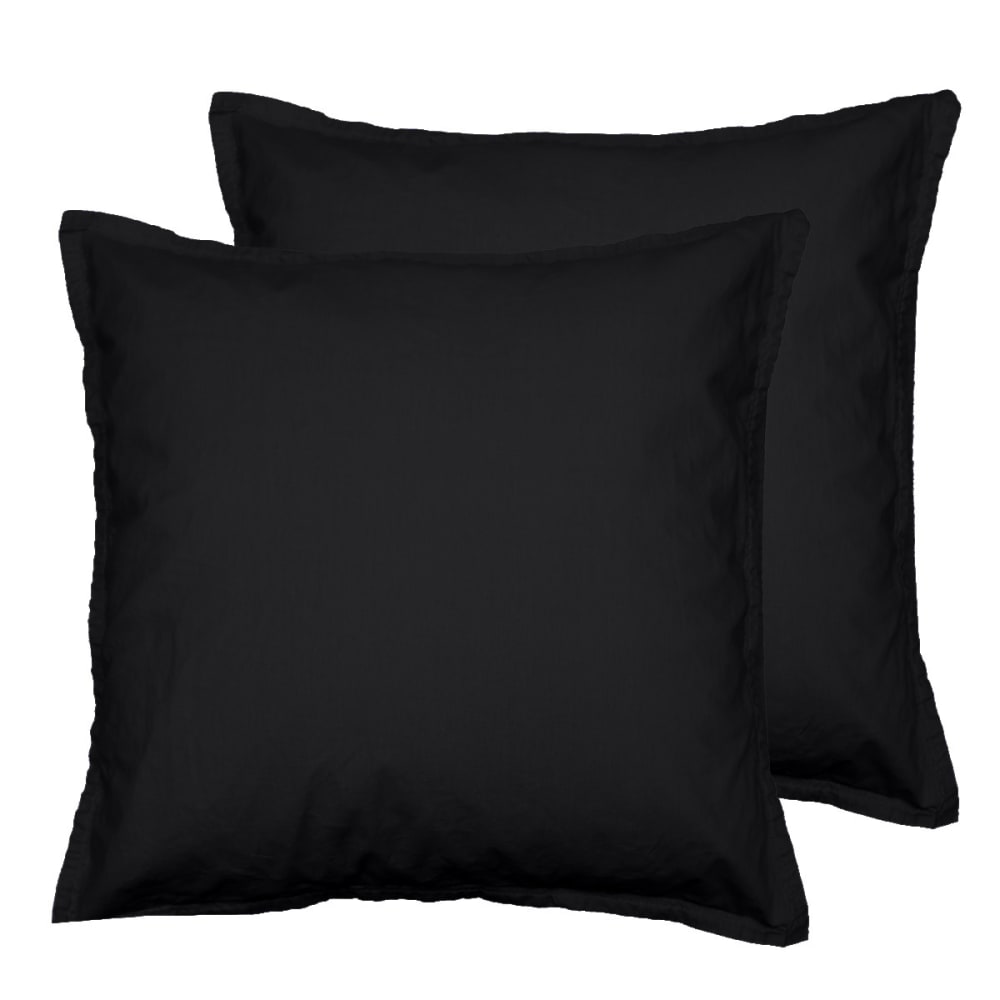 Lot de 2 taies d'oreiller en flanelle de coton Anthracite 65x65 cm