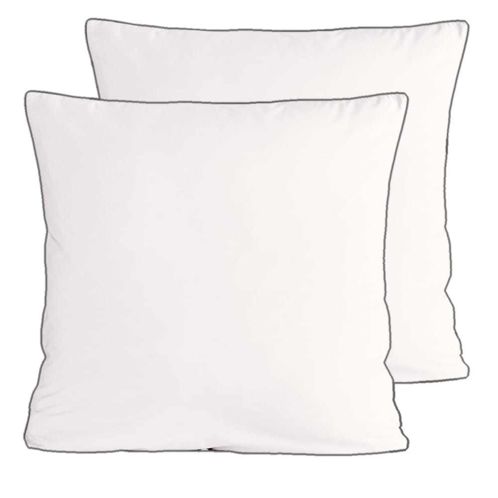 Lot de 2 taies en percale de coton  blanc/anthracite 65x65 cm