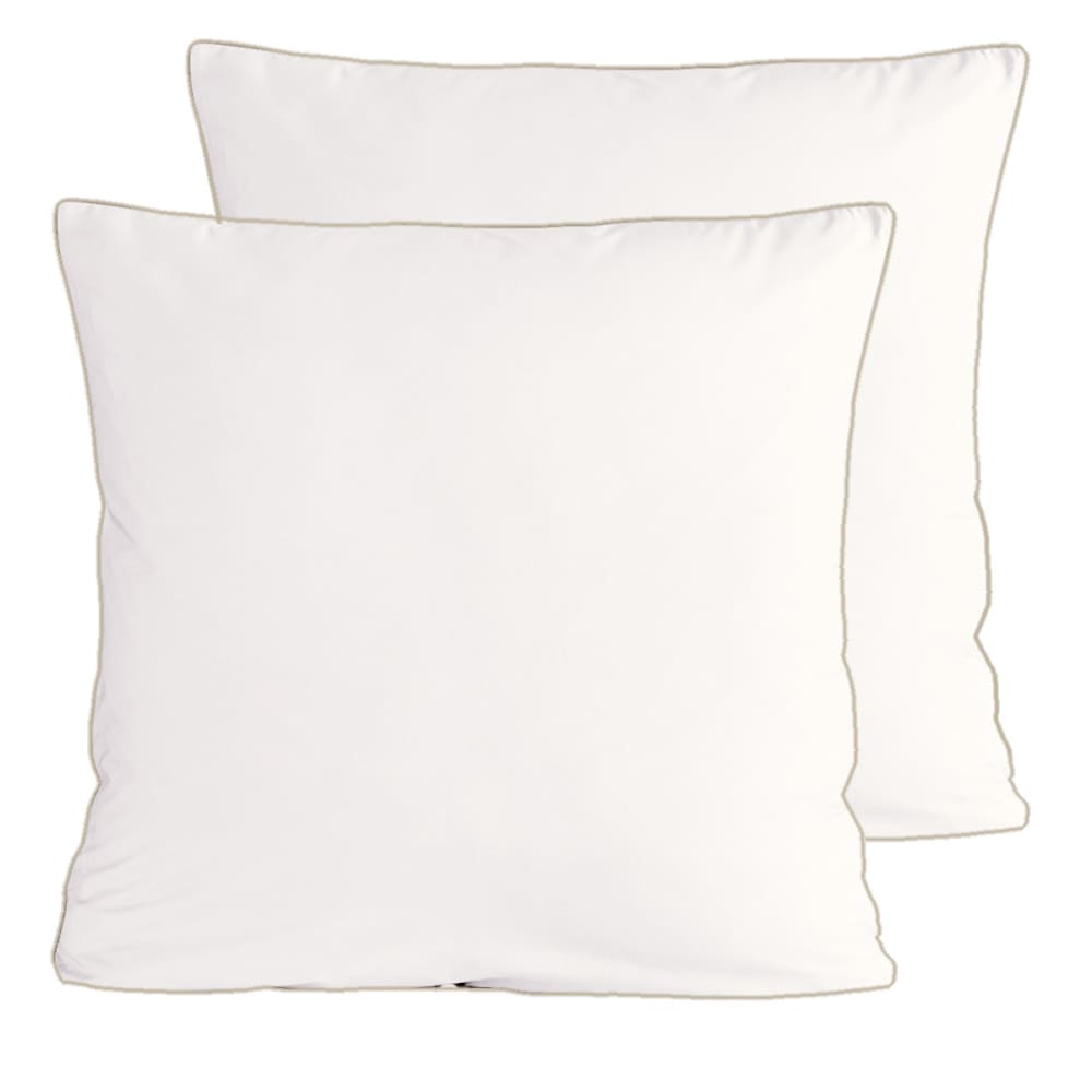 Lot de 2 taies bicolores en percale de coton  blanc/ficelle 65x65 cm