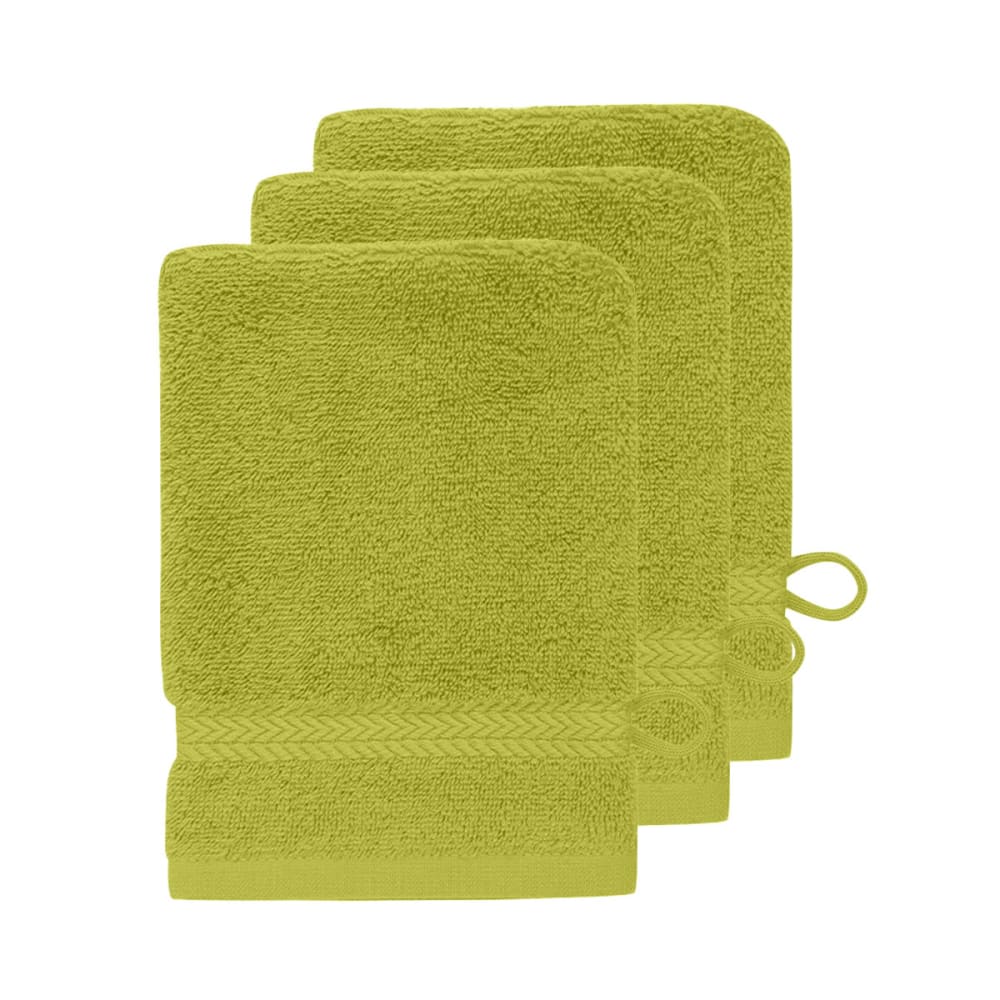 Llot de 3 gants de toilette 550 g/m² citronelle 16x22 cm