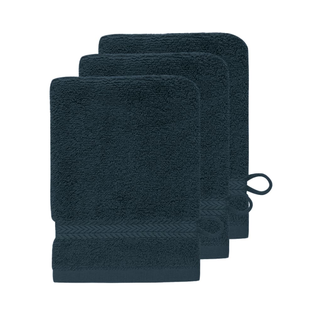 Llot de 3 gants de toilette 550 g/m² denim 16x22 cm