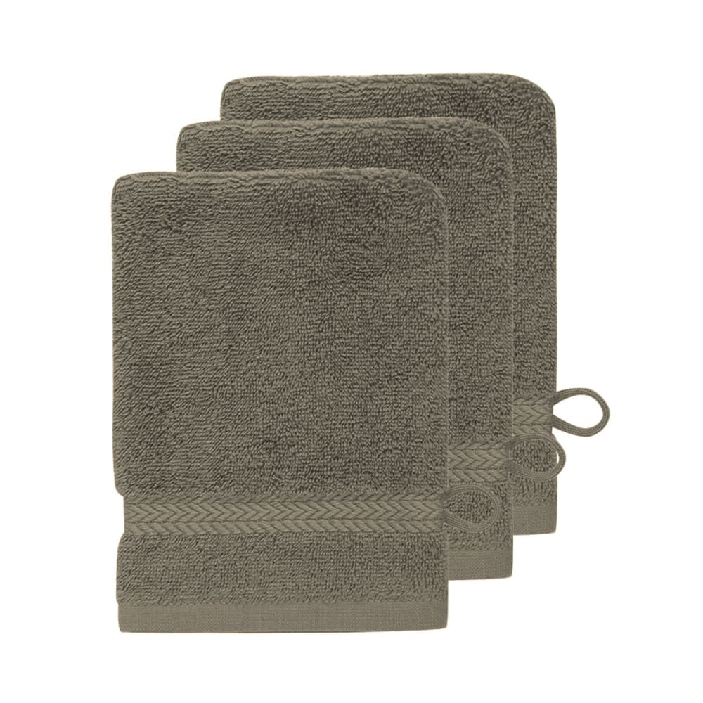 Llot de 3 gants de toilette 550 g/m² noisette 16x22 cm