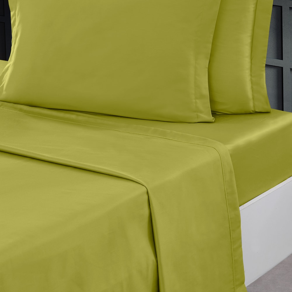 Drap plat en percale de coton  citronelle 180x290 cm