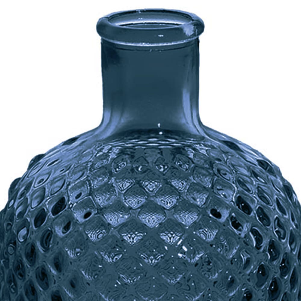Vvase bouteille en verre recyclé bleu nuit 22 cm — vue 3