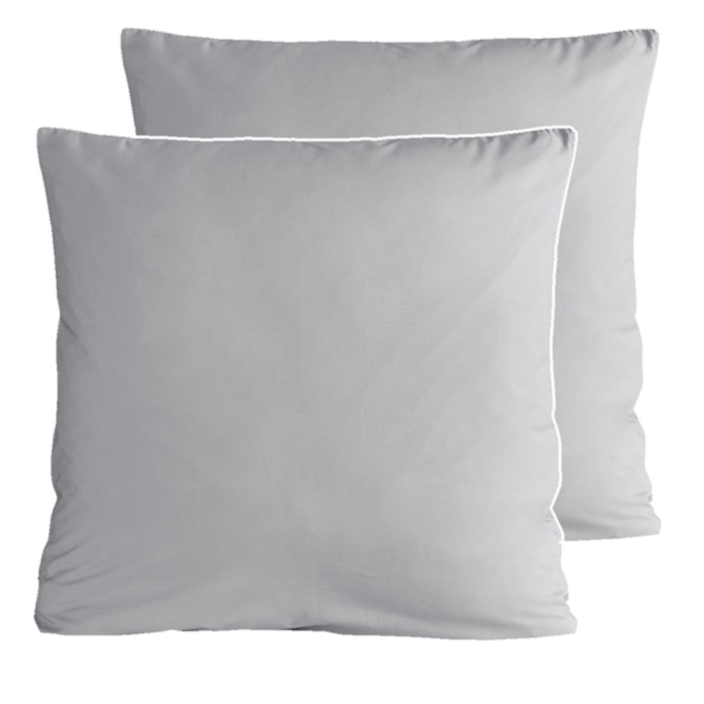 Parure de lit avec 2 taies carrées percale gris perle/blanc 140x200 cm — vue 4
