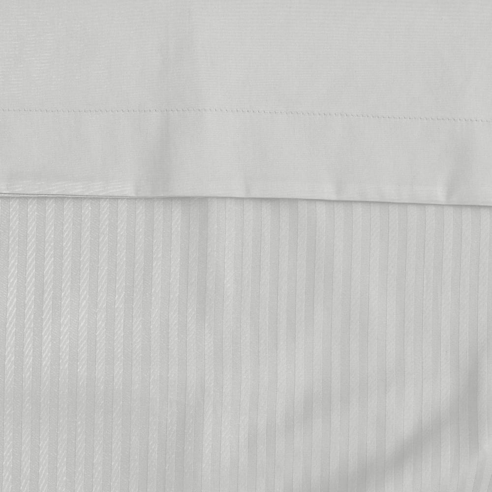 Parure de lit rayée 2 taies carrées satin coton blanc 200x200 cm — vue 4