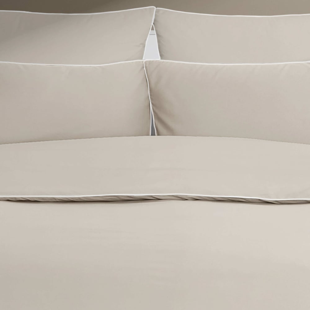 Parure de lit avec 2 taies carrées percale ficelle/blanc 140x200 cm — vue 3