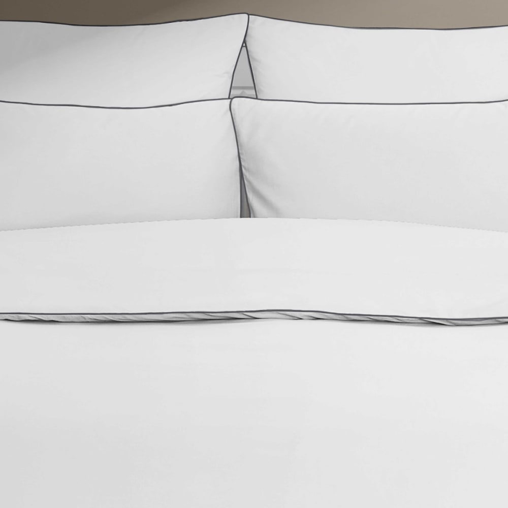Parure de lit avec 2 taies carrées percale blanc/anthracite 200x200 cm — vue 3