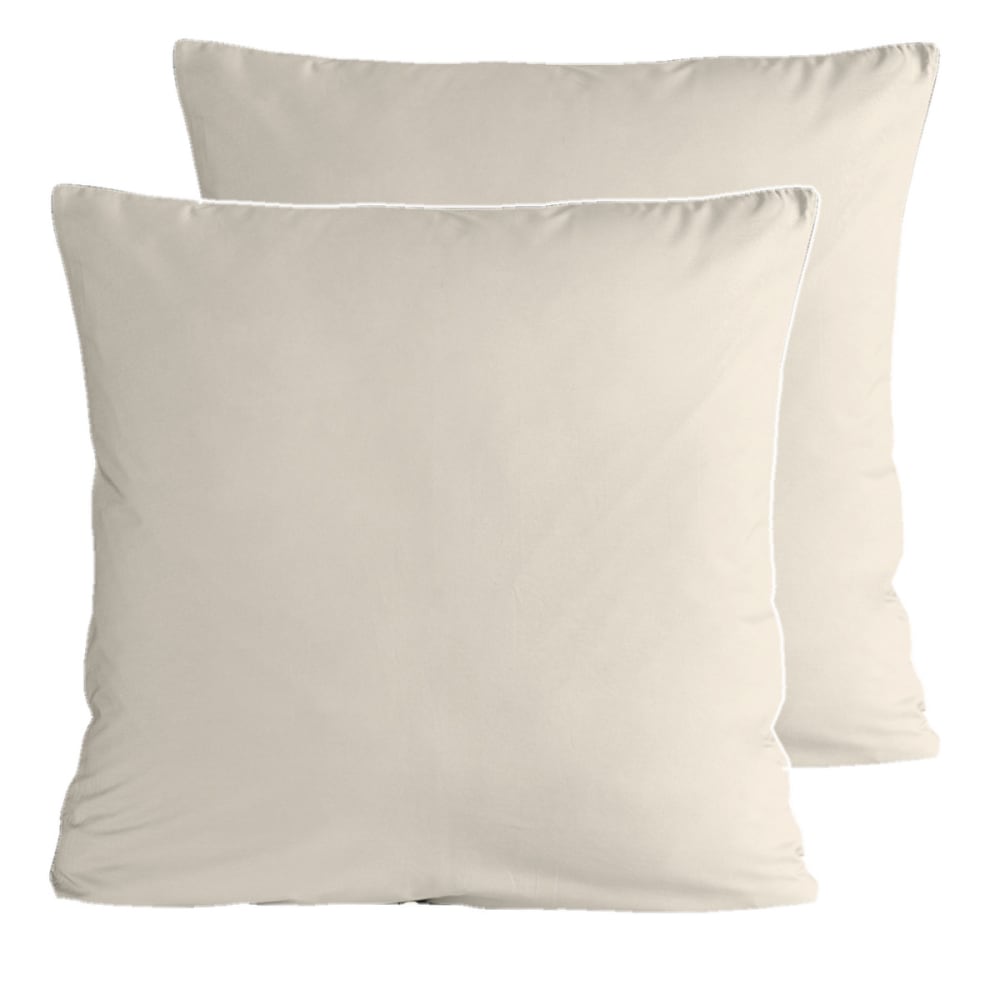 Parure de lit avec 2 taies carrées percale ficelle/blanc 200x200 cm — vue 4