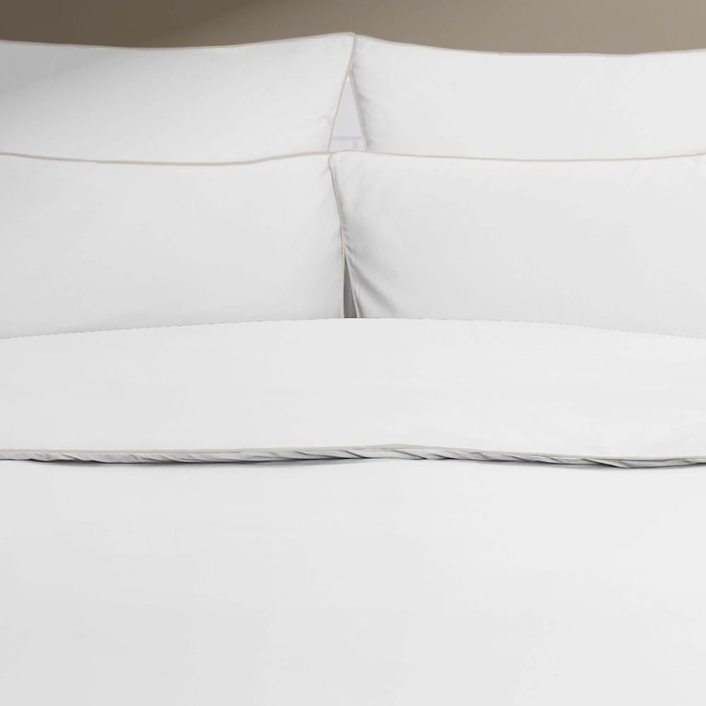 Parure de lit avec 2 taies carrées percale blanc/ficelle 140x200 cm — vue 3