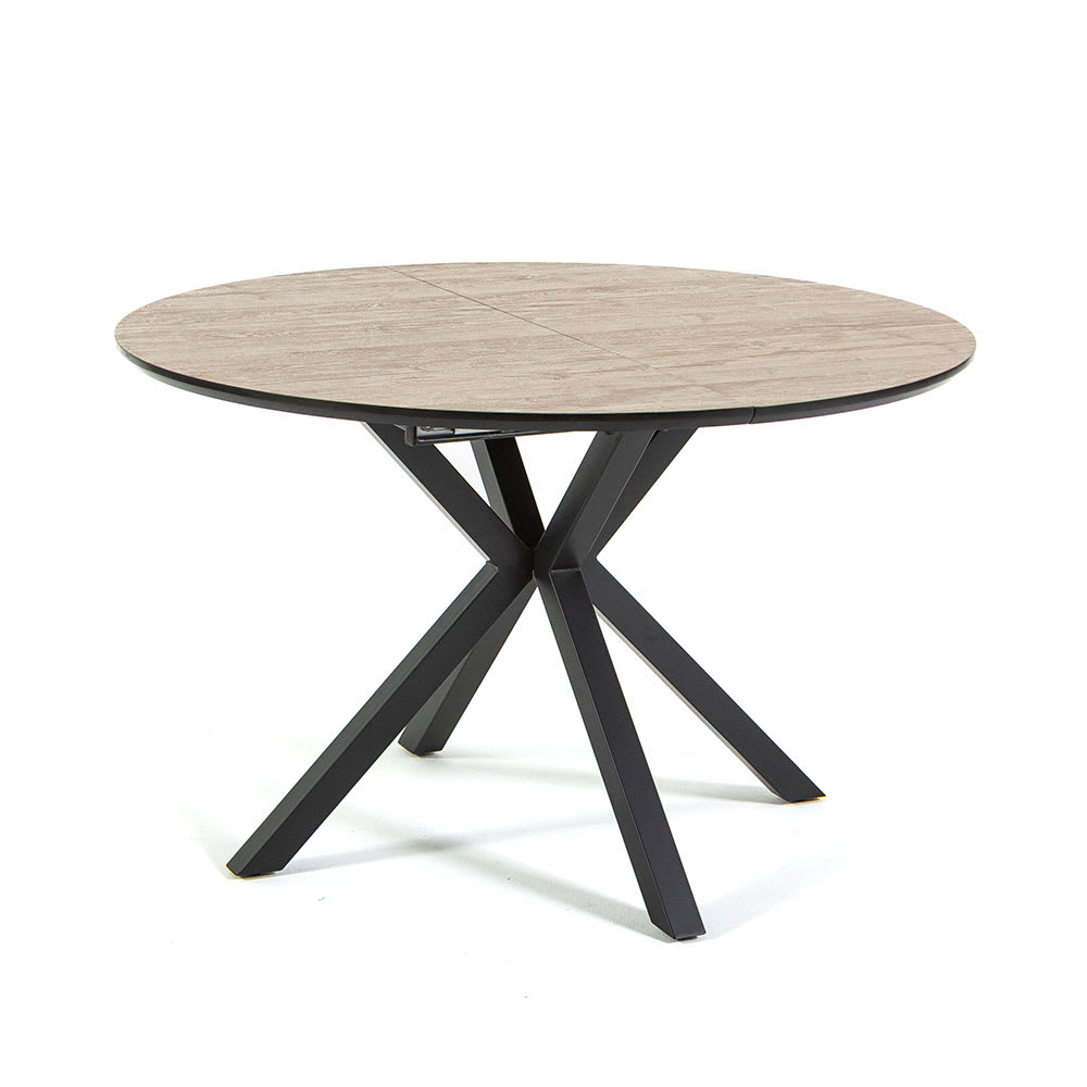 Siediti Fuori e Dentro Runder Ausziehtisch Ø120 cm mit Holzplatte und schwarzen Metallbeinen style industrial Braun Spanplatte