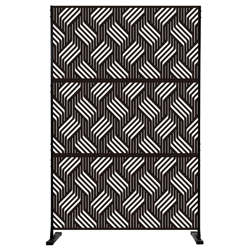 Panneau brise-vue/paravent en acier peint noir avec motif à trame