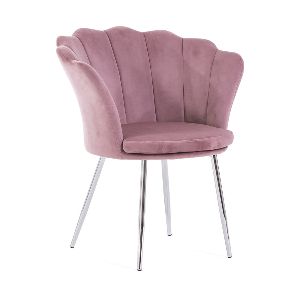 fauteuil coquillage velours - rose