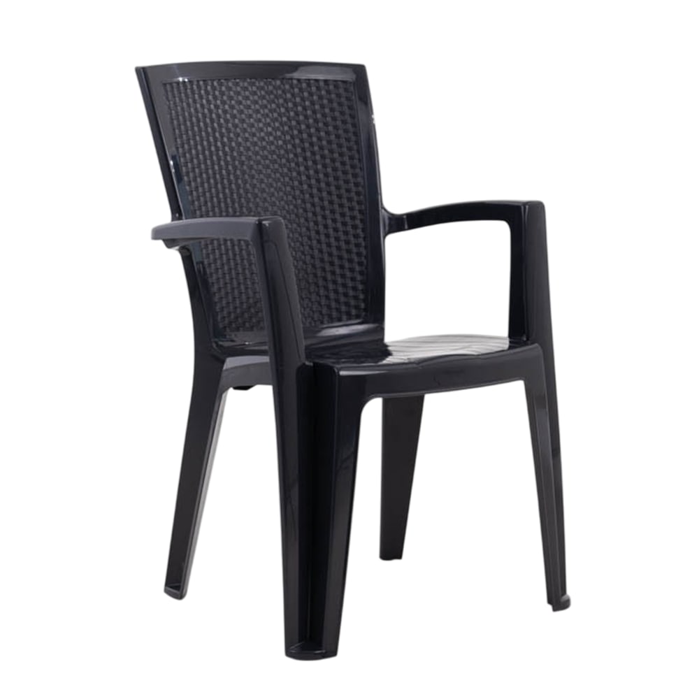 Lot de 6 chaises empilables avec accoudoirs en polypropylène noires