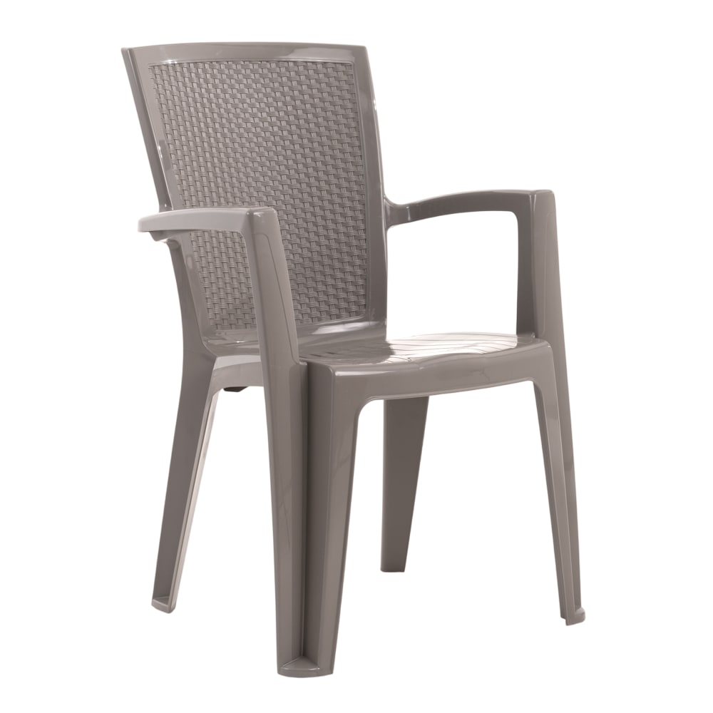 Lot de 6 chaises empilables avec accoudoirs en polypropylène taupe