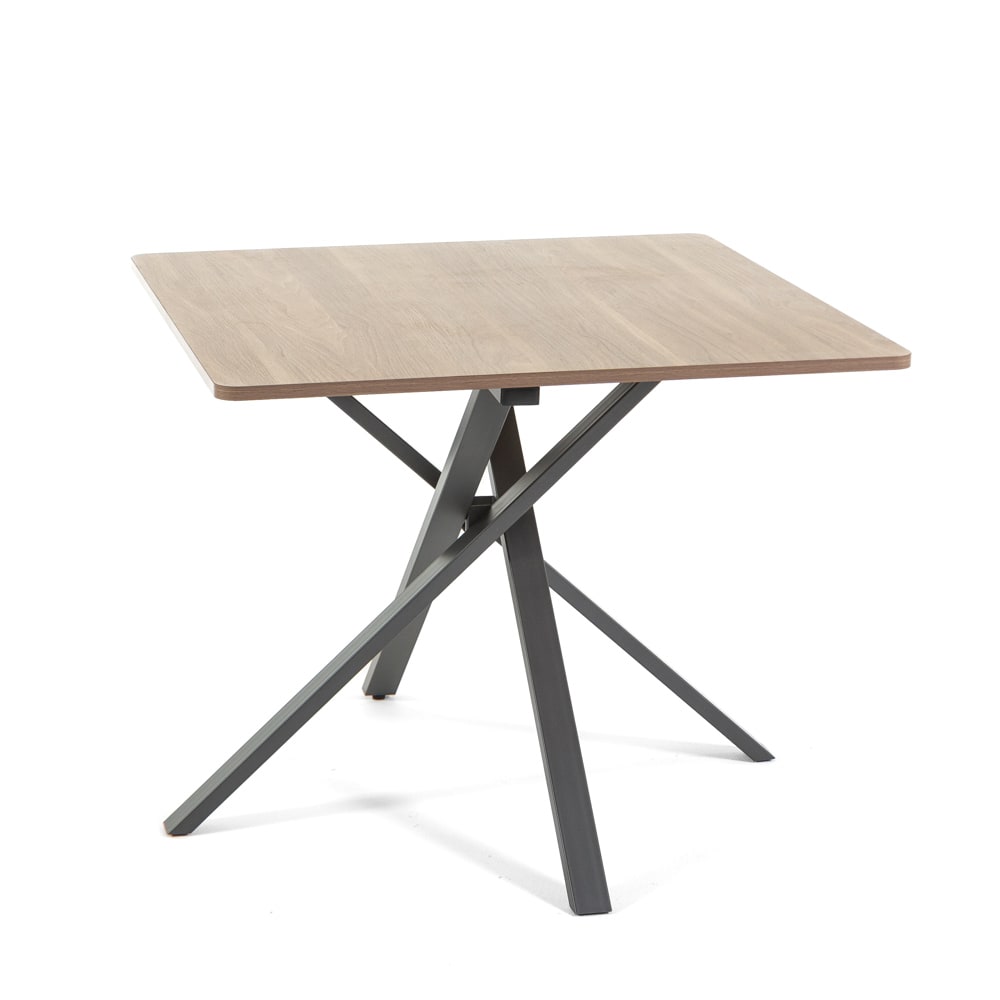 Siediti Fuori e Dentro Quadratischer Tisch 90x90cm Metallbeine Holzplatte style modern Braun Spanplatte