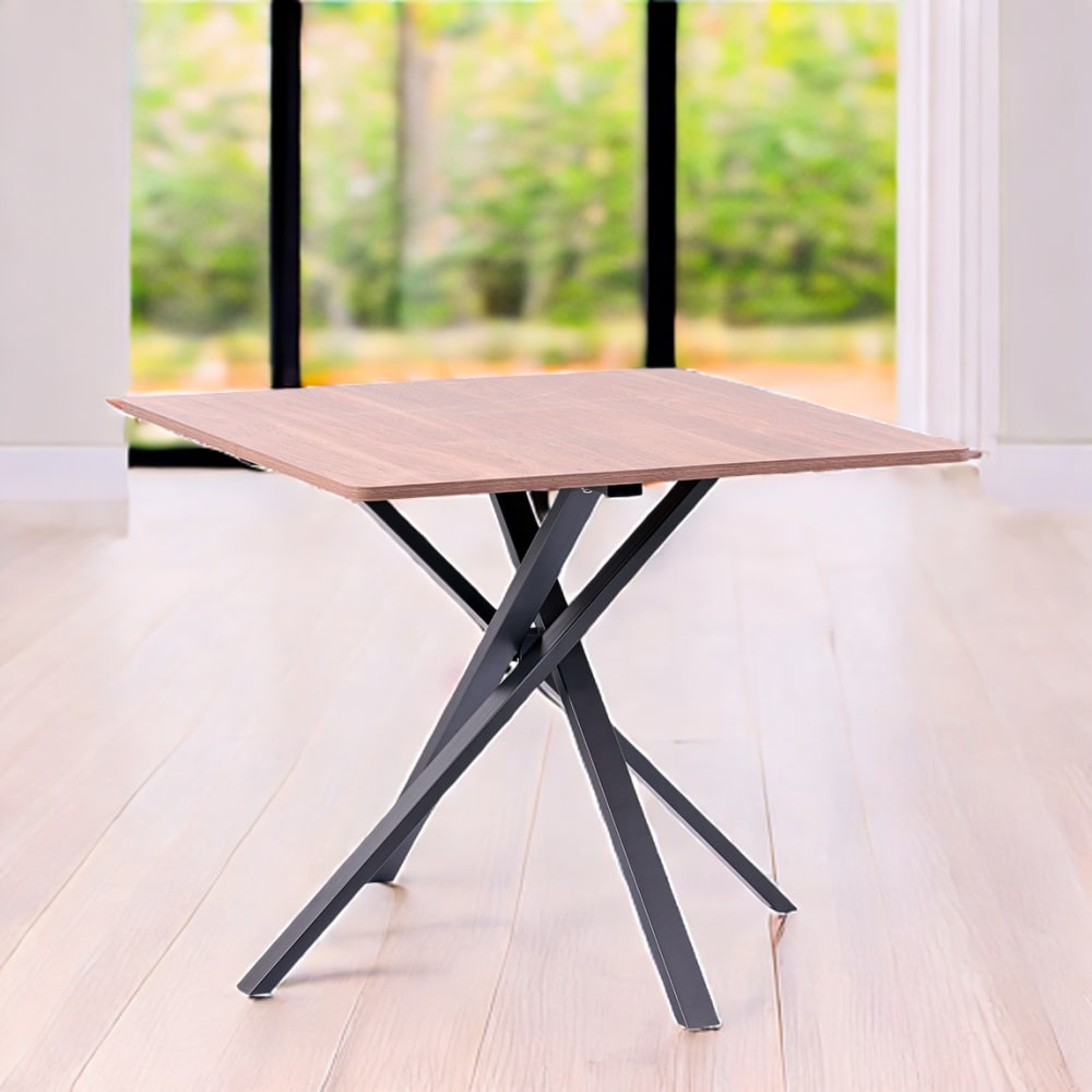 Quadratischer Tisch 90x90cm Metallbeine Holzplatte - Maisons Du