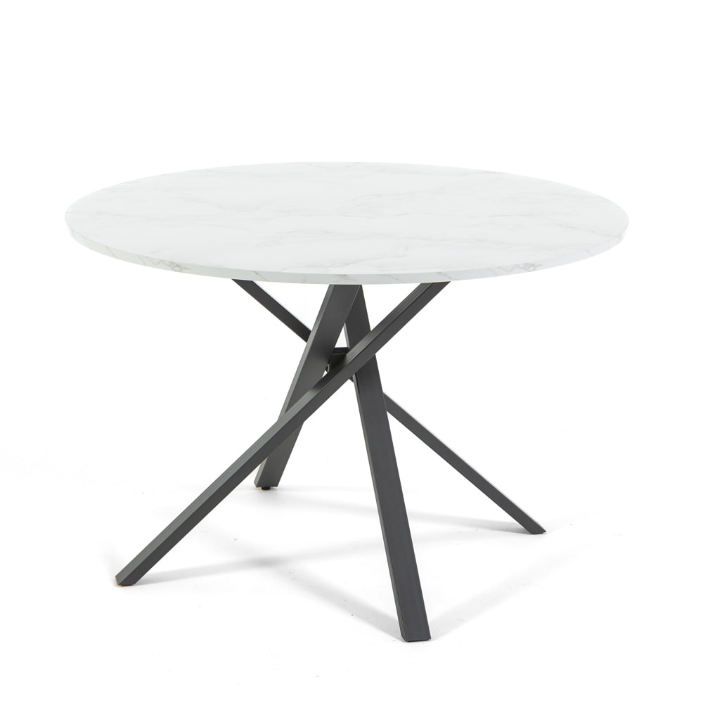 Siediti Fuori e Dentro Runder Tisch 110cm Metallbeine Marmoroptik-Platte style modern Weiß Spanplatte