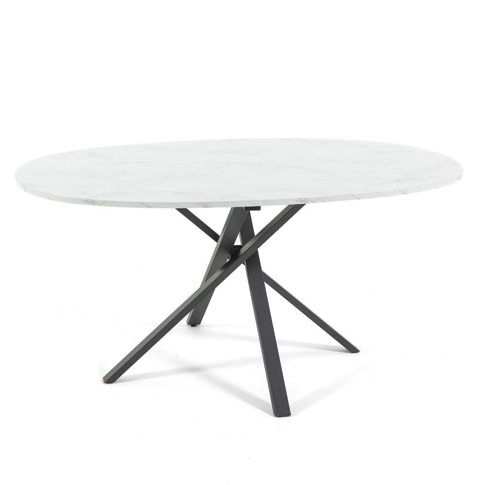 Siediti Fuori e Dentro Ovaler Tisch 150x100cm Metallbeine Marmorplatte style modern Weiß Spanplatte