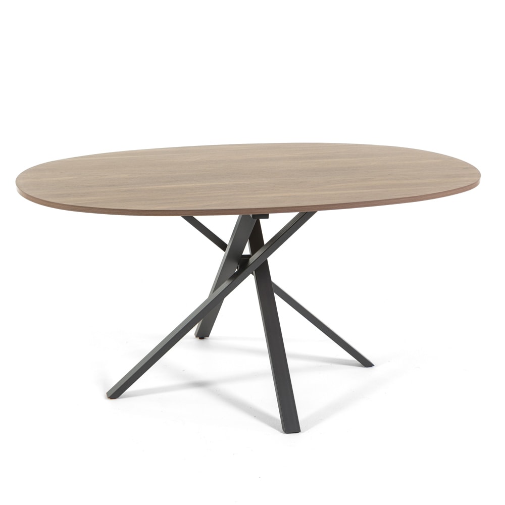 Siediti Fuori e Dentro Ovaler Tisch 150x100cm Metallbeine Holzplatte style modern Braun Spanplatte