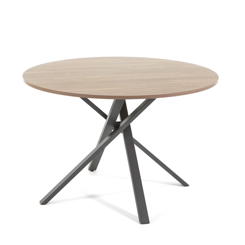 Siediti Fuori e Dentro Runder Tisch 110cm Metallbeine Holzoptik-Platte style modern Braun Spanplatte