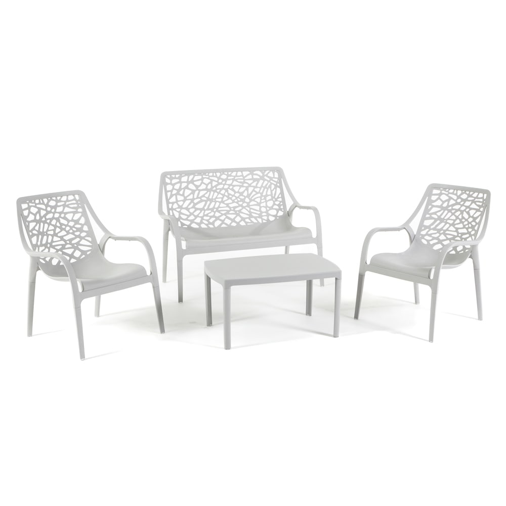 Siediti Fuori e Dentro 4-teiliges Gartenmöbel-Set aus Polypropylen mit Glasfaser grau style modern - Harz