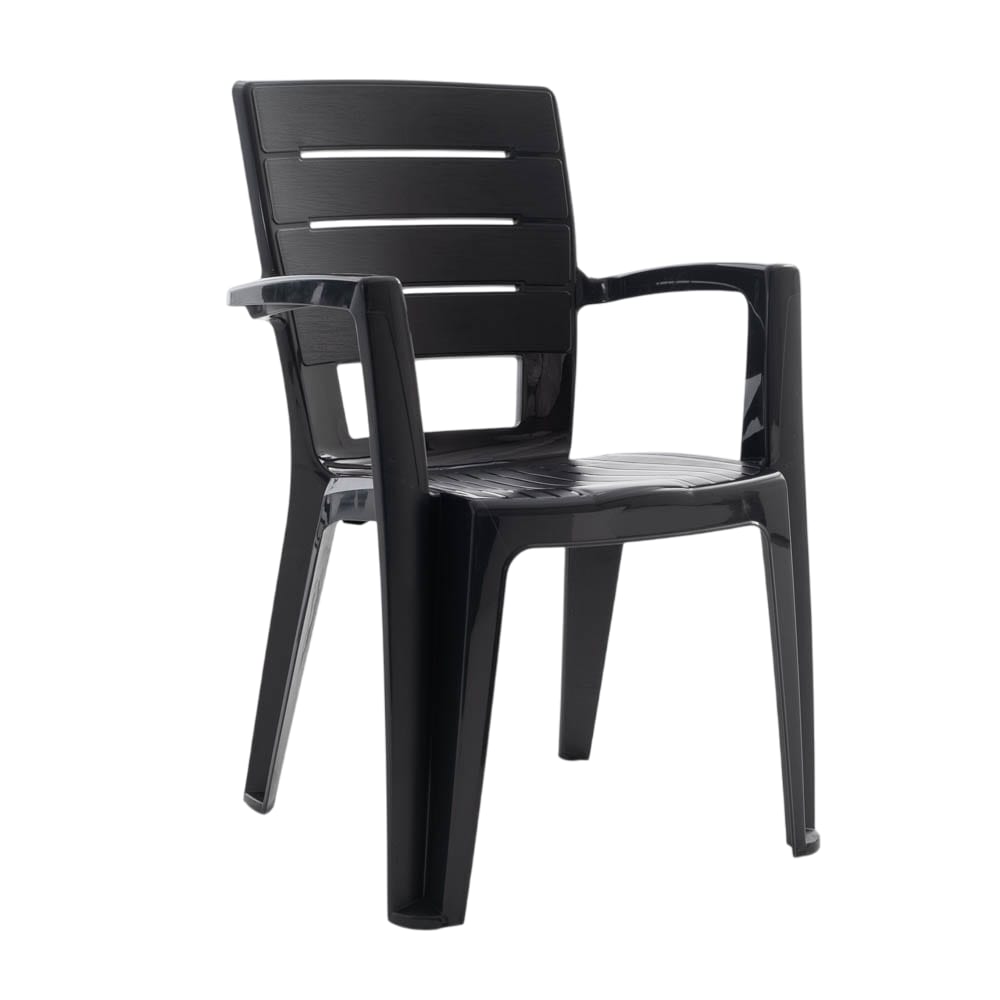Lot de 4 chaises empilables en résine avec accoudoirs noir