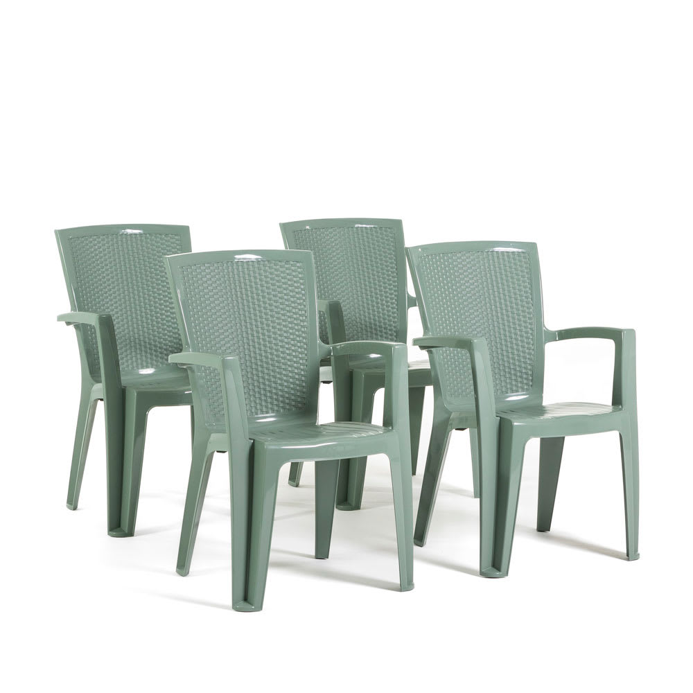 4er-Set stapelbare Stühle Polypropylen Armlehnen salvia - Maisons