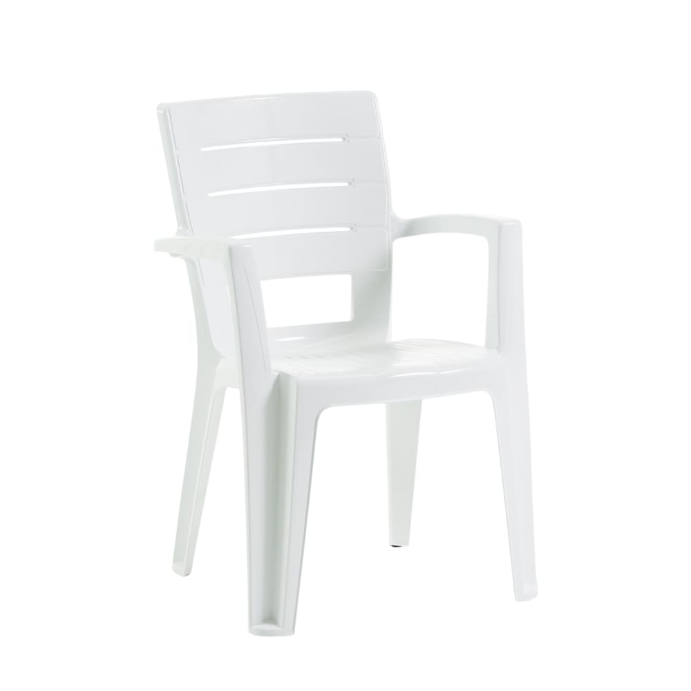 Lot de 4 chaises empilables en résine avec accoudoirs blanc