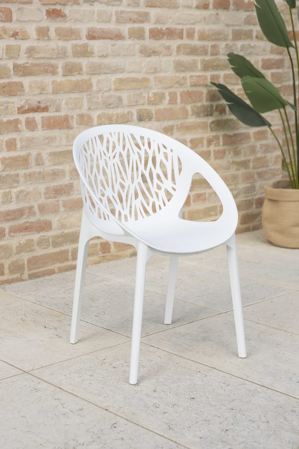 Lot de 4 chaises empilables en polypropylène renforcé blanches