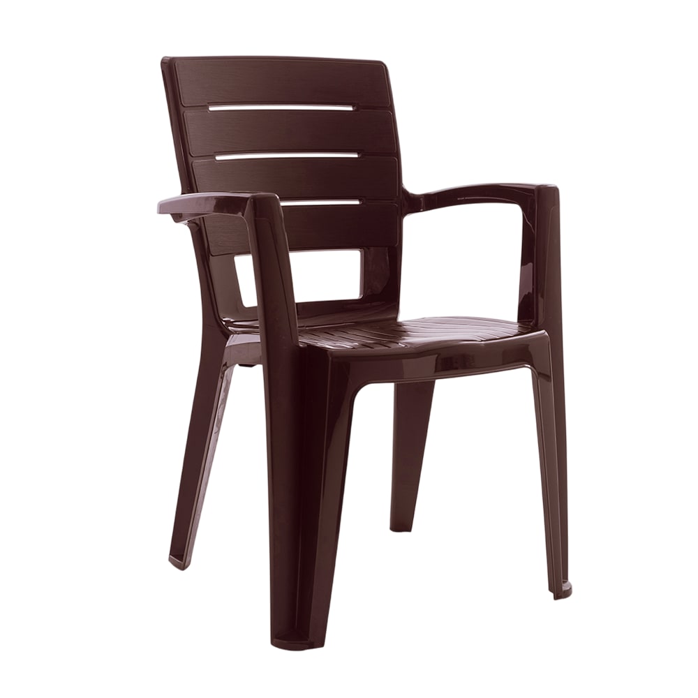 Lot de 6 chaises empilables en résine avec accoudoirs Moka