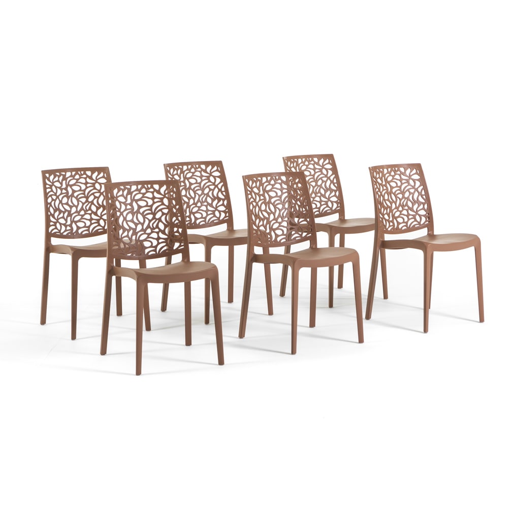 Lot de 6 chaises en polypropylène fibre de verre mocha mousse