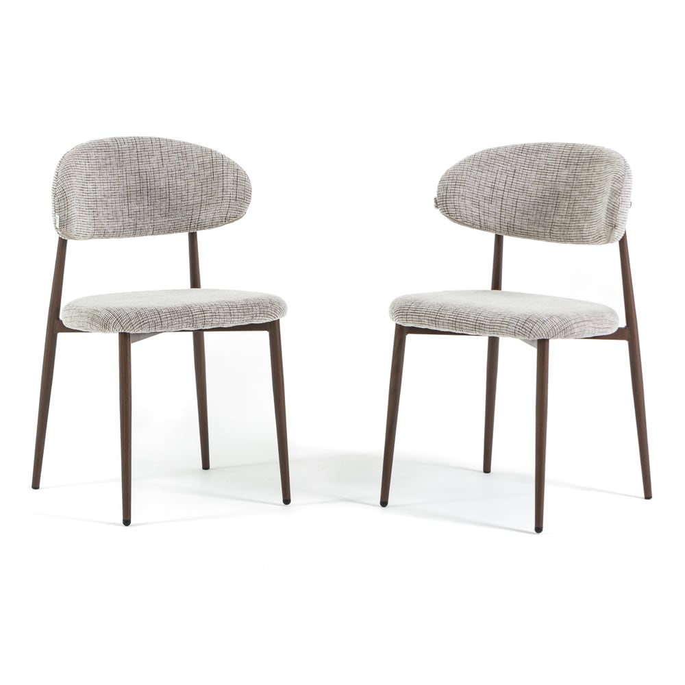 2er-Set Stühle Stoff mit Metallbeinen Holzoptik - Maisons Du
