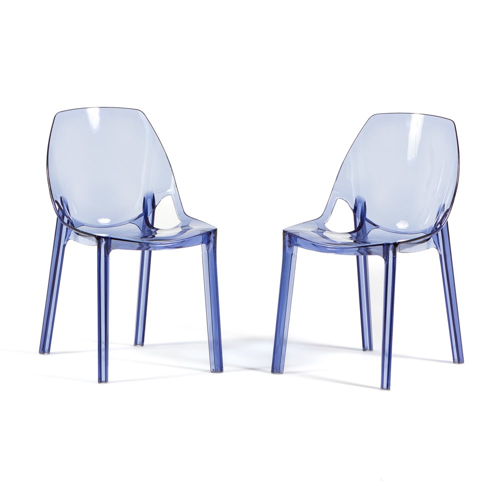 2er-Set Stühle aus Polycarbonat transparent blau - Maisons Du