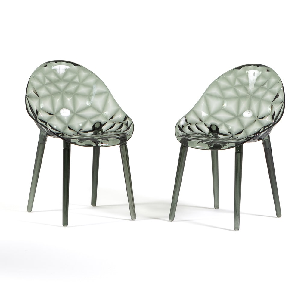 2er-Set Stühle aus Polycarbonat transparent rauchgrau - Maisons