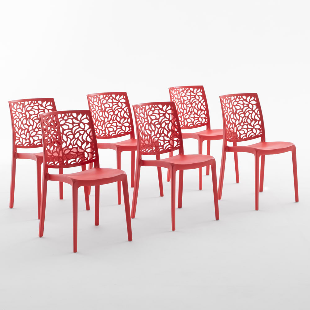6er-Set Stühle Polypropylen mit Glasfaser rot - Maisons Du Monde