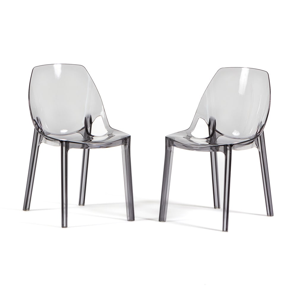 2er-Set Stühle aus Polycarbonat transparent rauchgrau - Maisons