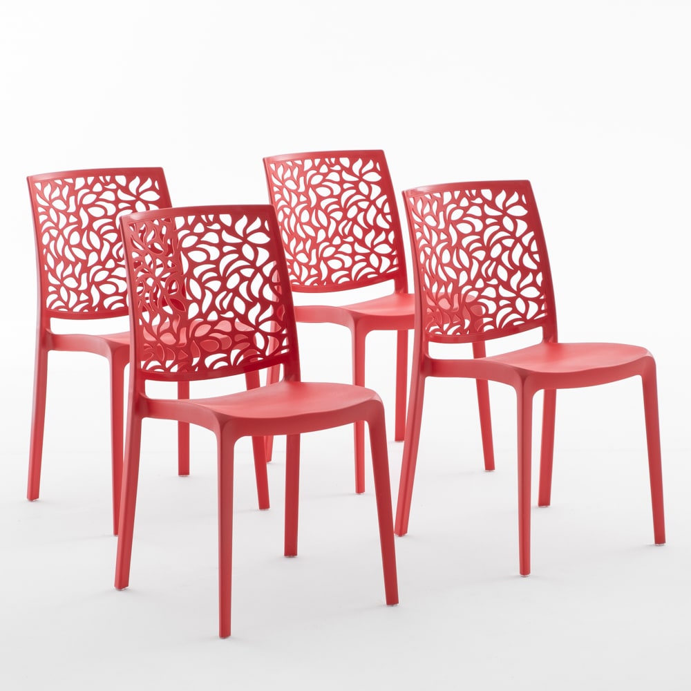 4er-Set Stühle Polypropylen mit Glasfaser rot - Maisons Du Monde
