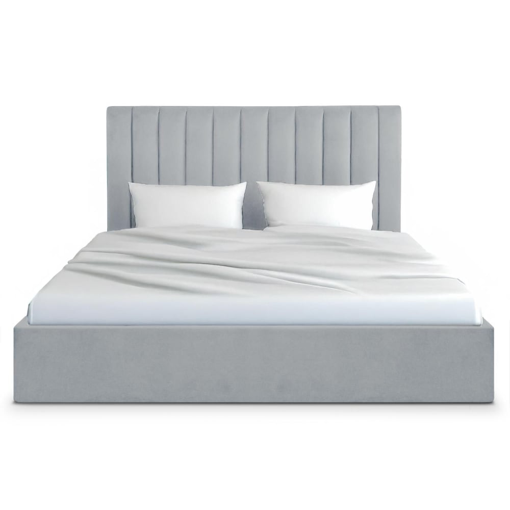 Lit coffre songe + sommier velours argent 180cm