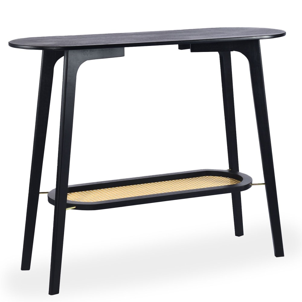 Console moderne en cannage et bambou noir