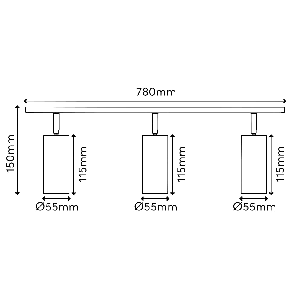 Rampe de spot orientable cuivre ip20 3xgu10 — vue 4
