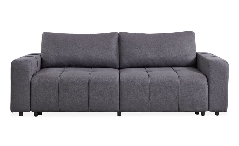 Canapé convertible 3 places tissu effet lin gris foncé