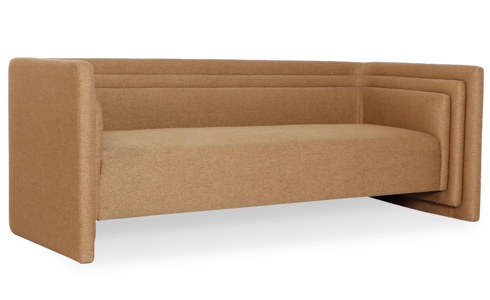 Canapé moderne 3 places style cubique tissu marron